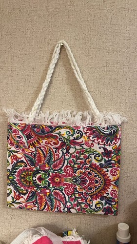 Colorful boho fringe tote - tote, bag