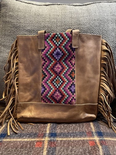 Women leather fringe purse - women's,