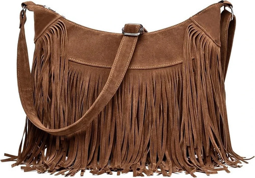 Brown vintage suede fringe - vintage,